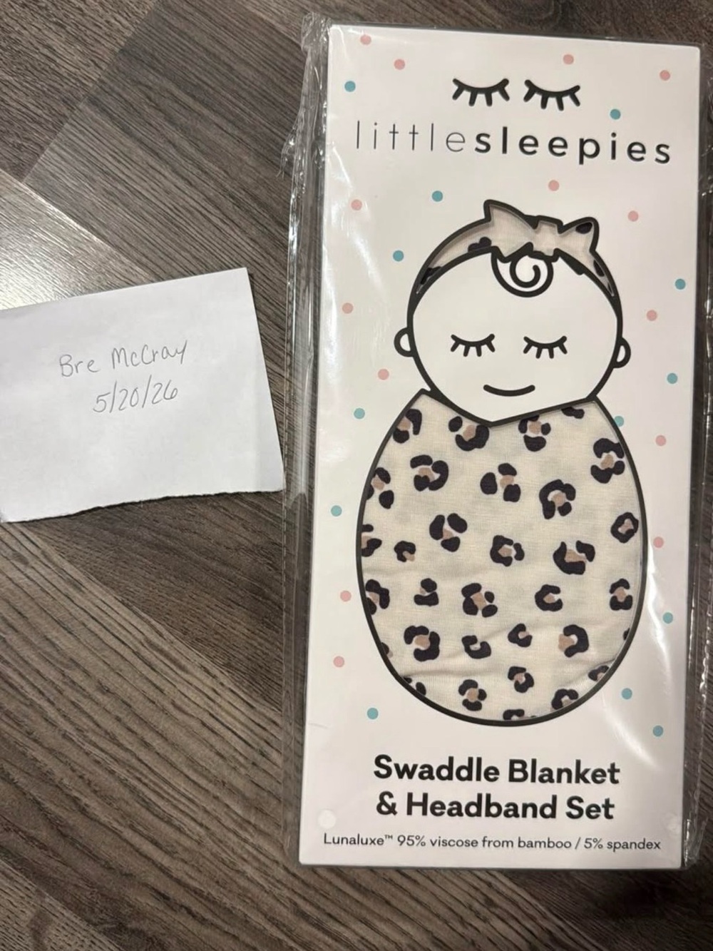 Little Sleepies Leopard Print Swaddle Blanket & Bow Headband